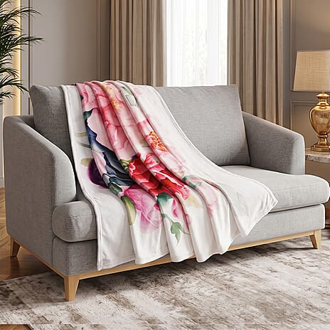 LIVMORE Single-Sided Digital Print Flannel Blanket (150x200cm) - Pink