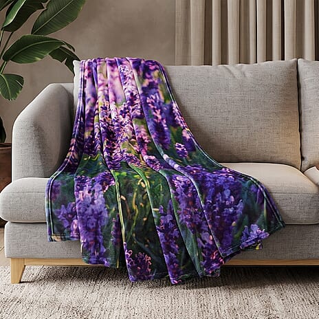 LIVMORE Single-Sided Digital Print Flannel Blanket (150x200cm) - Purple