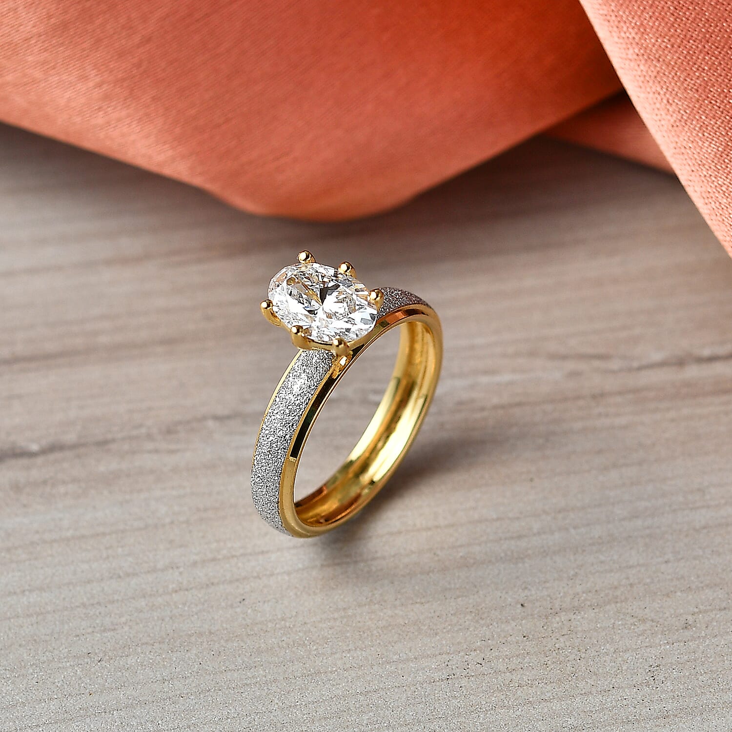 Luxuriant SI-G-H Lab Grown Diamond Solitaire Ring in 18K Vermeil Yellow Gold Plated & Rhodium Overlay Sterling Sterling Silver 1.07  Ct.