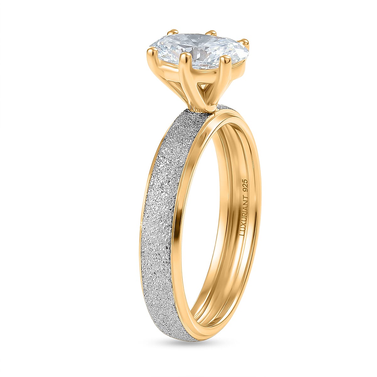 Luxuriant SI-G-H Lab Grown Diamond Solitaire Ring in 18K Vermeil Yellow Gold Plated & Rhodium Overlay Sterling Sterling Silver 1.07  Ct.