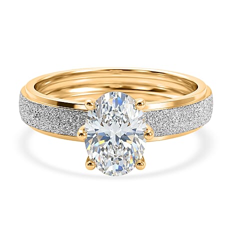 Luxuriant Lab Grown Diamond SI-GH Oval Cut Ring in 18K Vermeil Yellow Gold Overlay Sterling Silver 1.00 Ct.