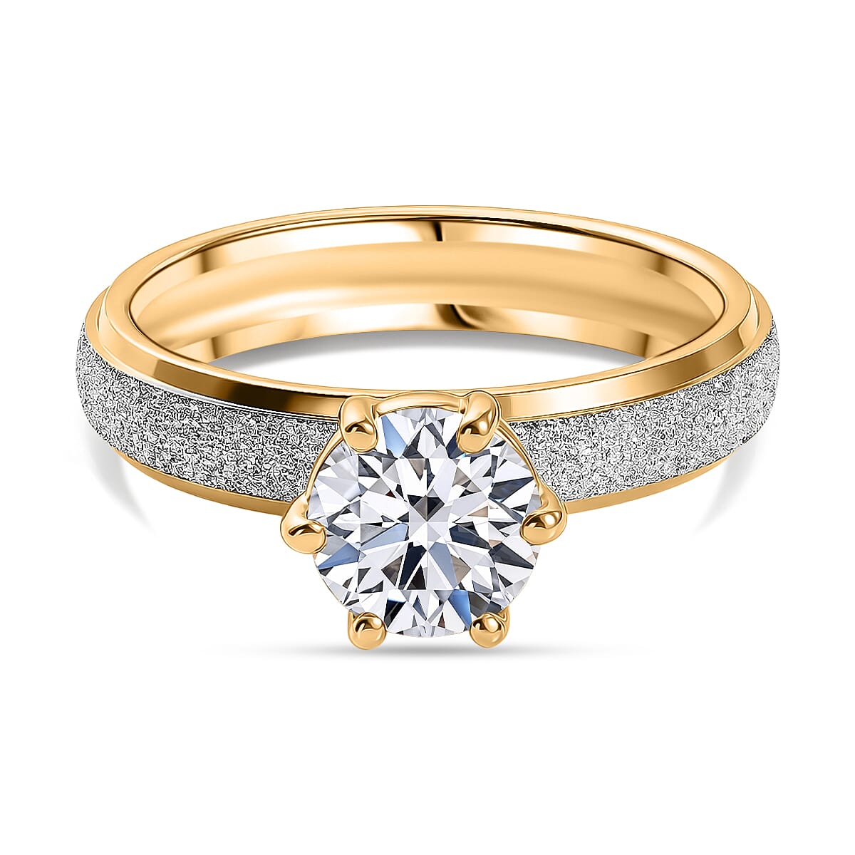 Luxuriant SI-G-H Lab Grown Diamond Solitaire Ring in 18K Vermeil Yellow Gold Plated & Rhodium Overlay Sterling Silver 1.00 Ct.