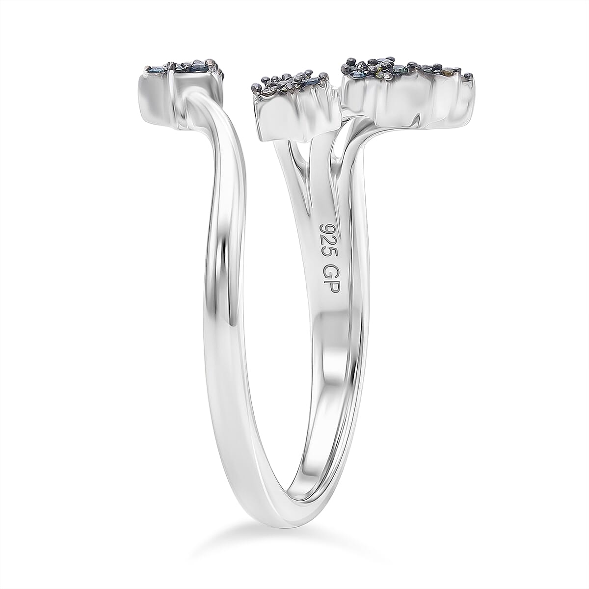 GP Blue Diamond, Multi Gemstones Ring in Rhodium OverlaySterling Silver  0.130  Ct.