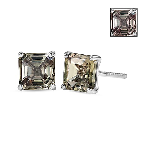 Collector Edition- Rhapsody 950 Platinum AAAA Asscher Cut Natural TURKIZITE Earring with Screw Back 5.25 Cts