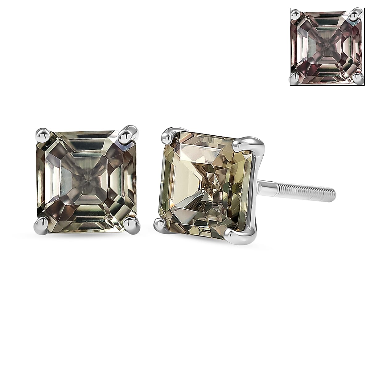Rhapsody 950 Platinum AAAA Turkizite Solitaire Stud Earring with Screw Back 5.24 Ct, Platinum Wt. 2.84 Gms