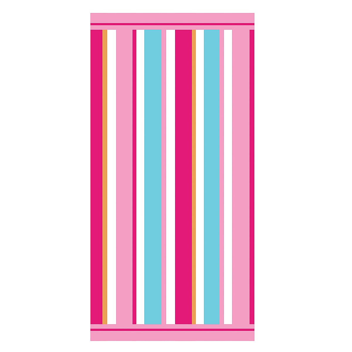 Stripe Microfibre Beach Towel - Pink