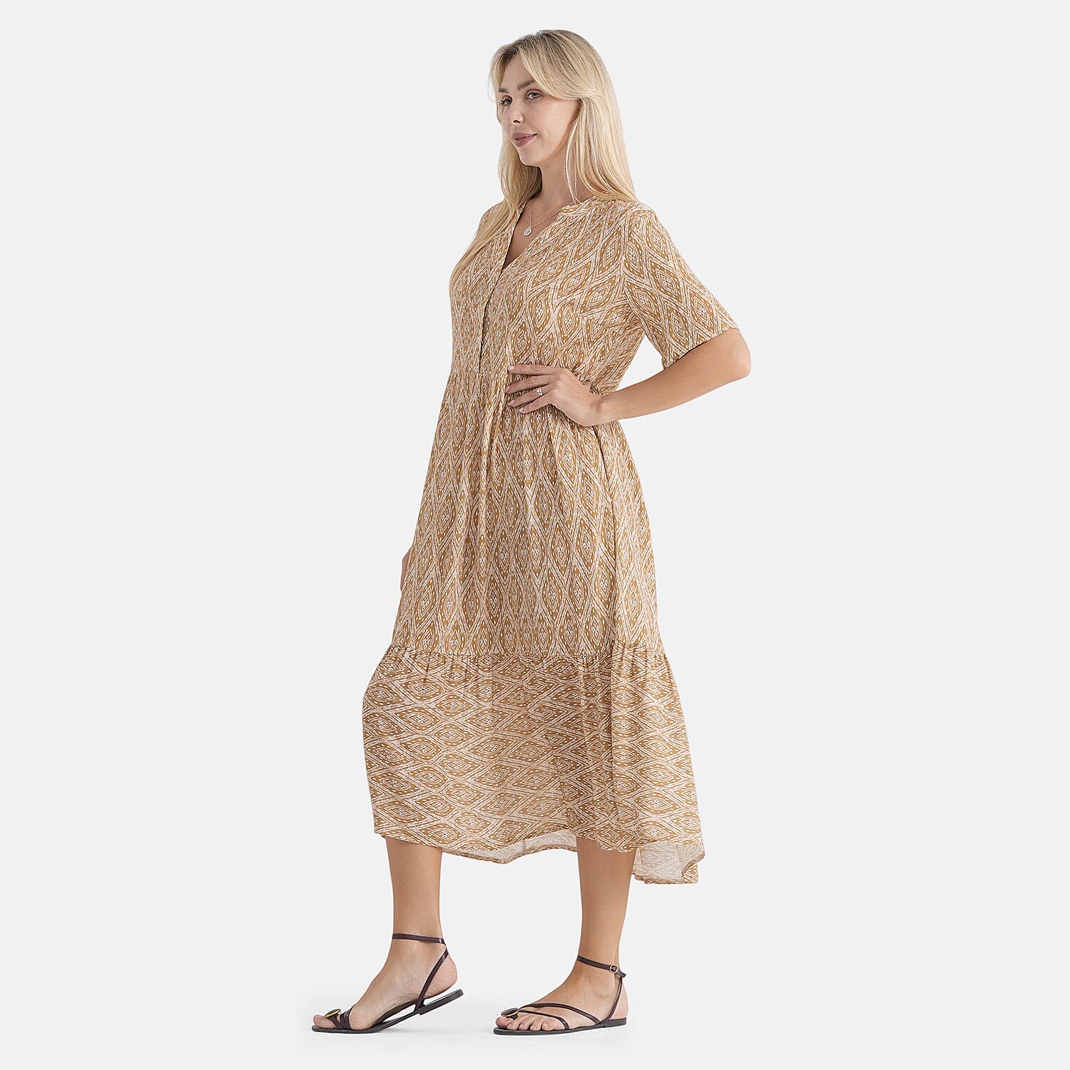 La Marey Patterned Dress (Size - S-M) - Brown