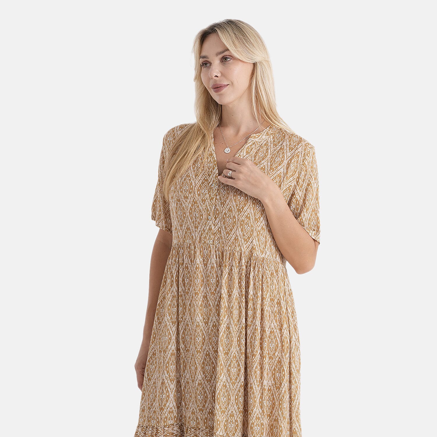 La Marey Patterned Dress (Size - S-M) - Brown