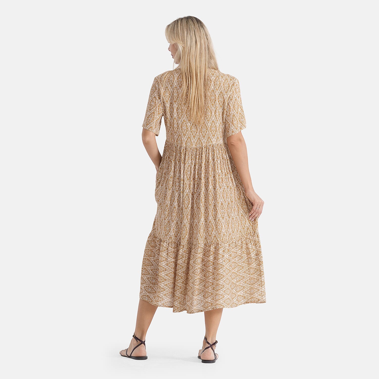 La Marey Patterned Dress (Size - L-XL) - Brown