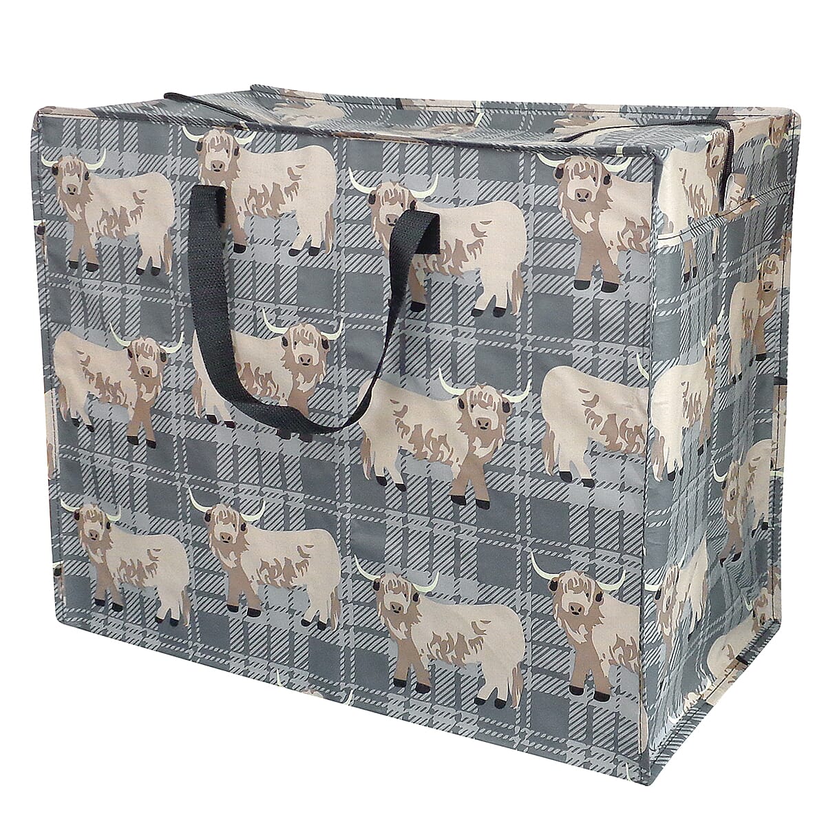Jumbo Highland Cow Printed Storage Bag (58 x 30cm) - Grey