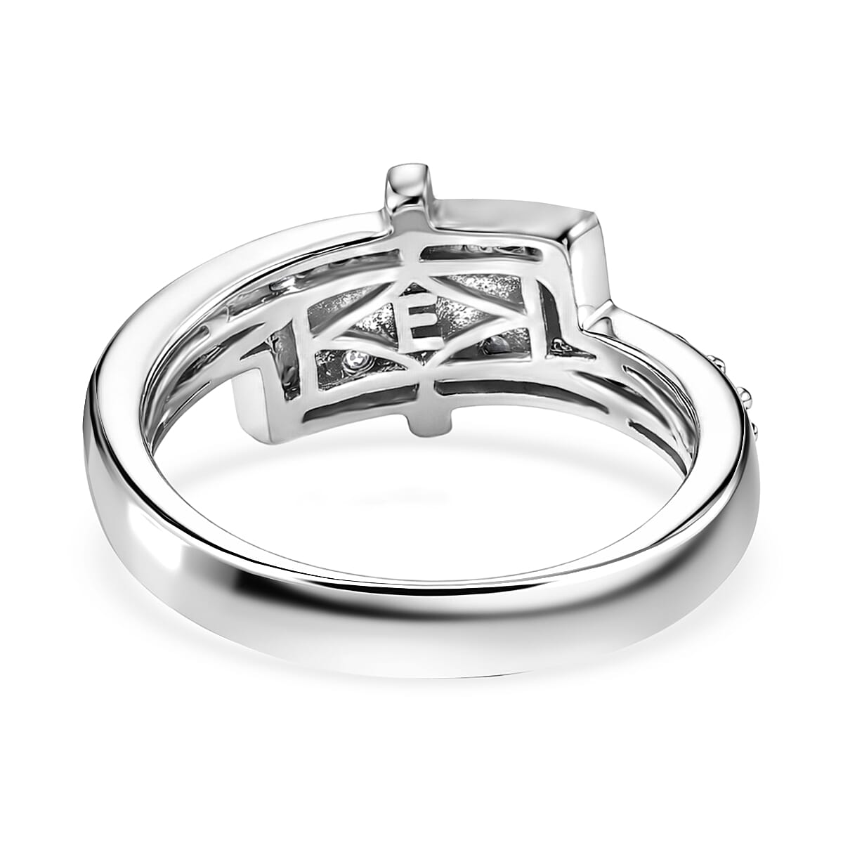 Natural White Diamond Bypass Ring in Platinum & Yellow Pen Plating