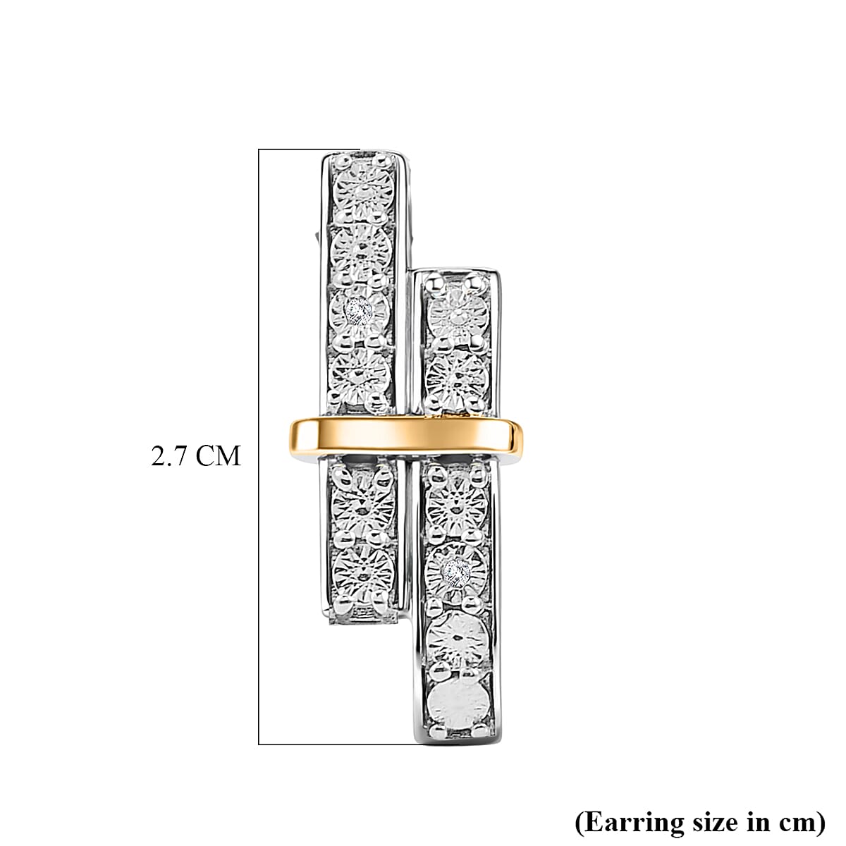 EverTrue - White Diamond J Hoop Earring with Push Back in Yellow Plating