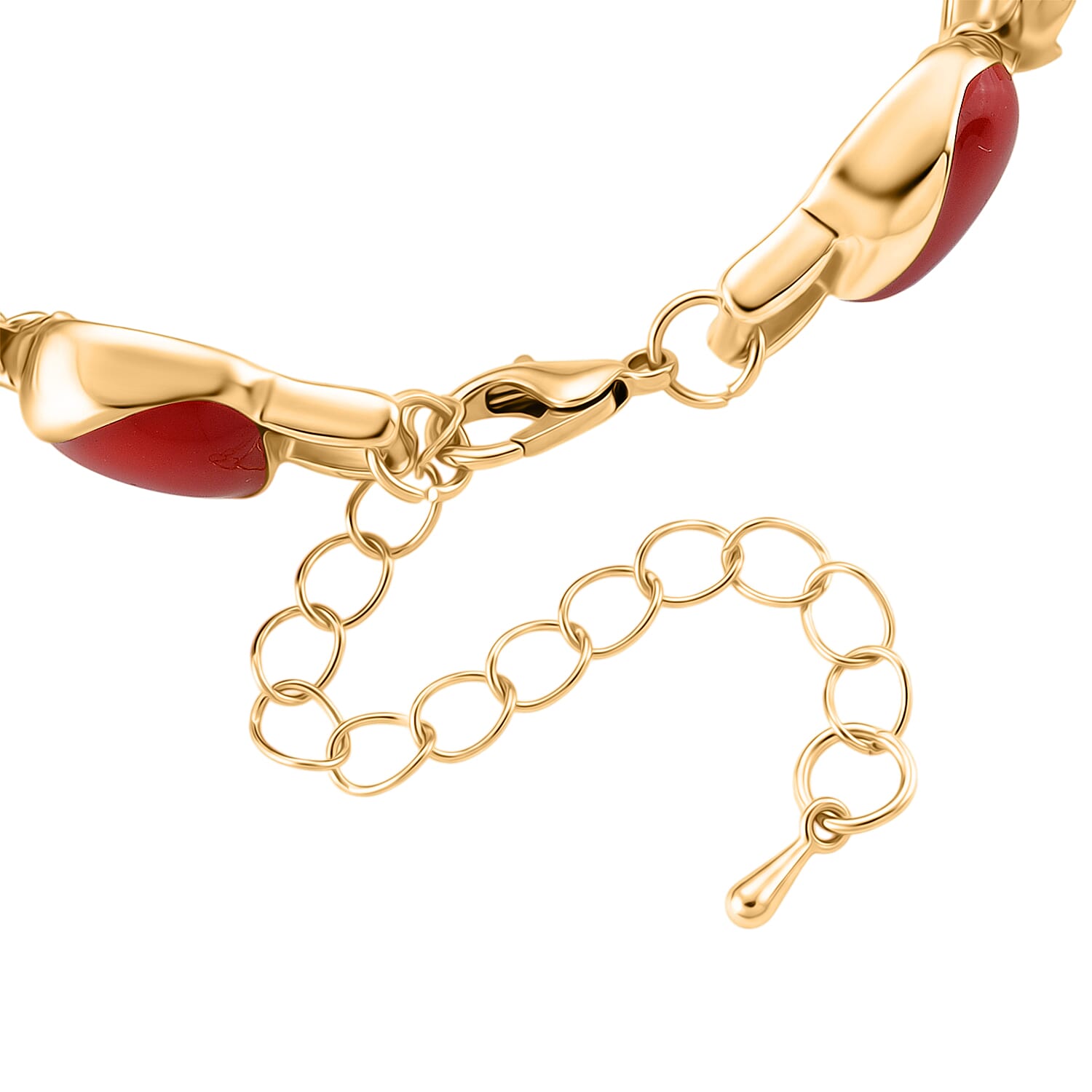 Created White Cat's Eye Cluster Bracelet (Size - 7-2 Ext) with Red & Pink Enameling 5.00 Ct.