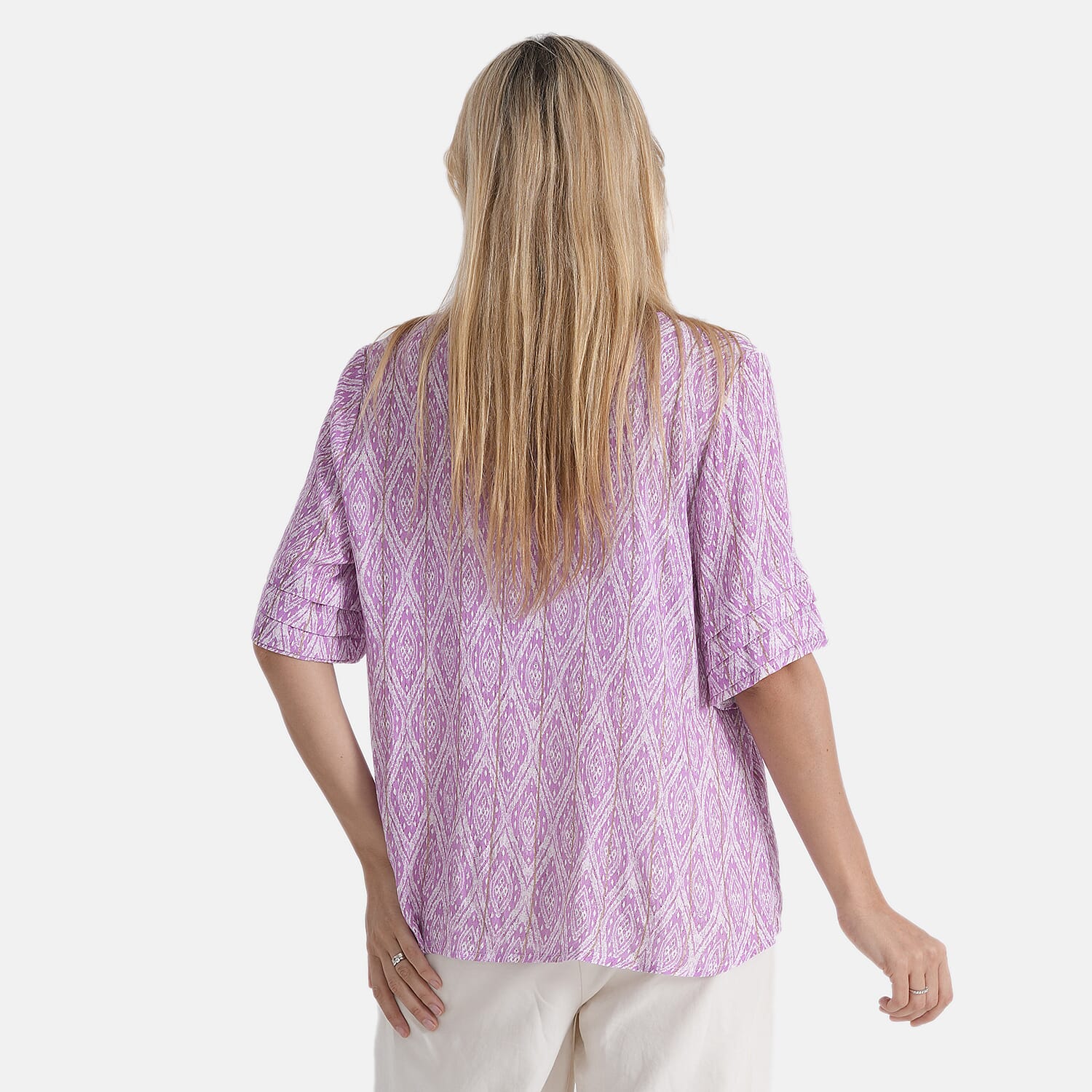 La Marey Patterned Blouse (Size - Medium) - Yellow