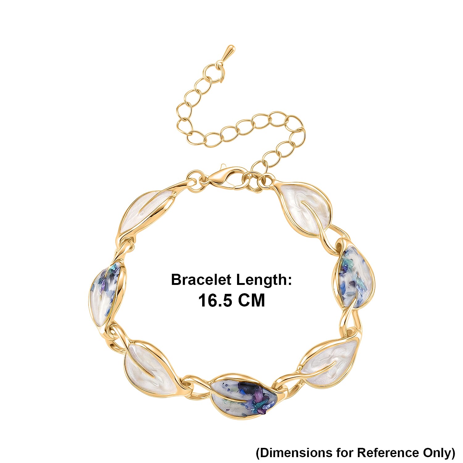 Abalone Shell Leaf-Shaped Link Bracelet (Size - 6.5)
