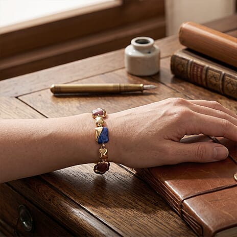 Bloomstone Collection - Glossy Enamel Stones Abstract Bracelet (Size - 6.25-2 Ext)