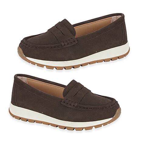 Jo - Joe Ladies Lima Genuine Suede Loafer With Chunky Cushioning Sole (Size 6) - Coffee