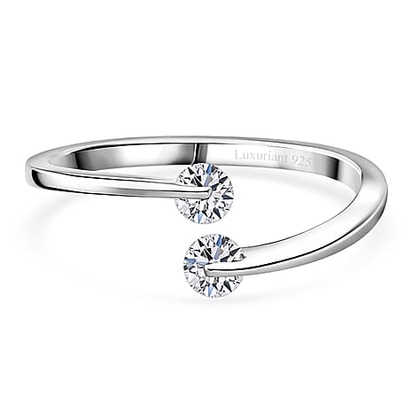 Luxuriant - Lab Grown Diamond (SI-G-H) Bypass Ring in Rhodium Overlay Sterling Silver 0.50 Ct.