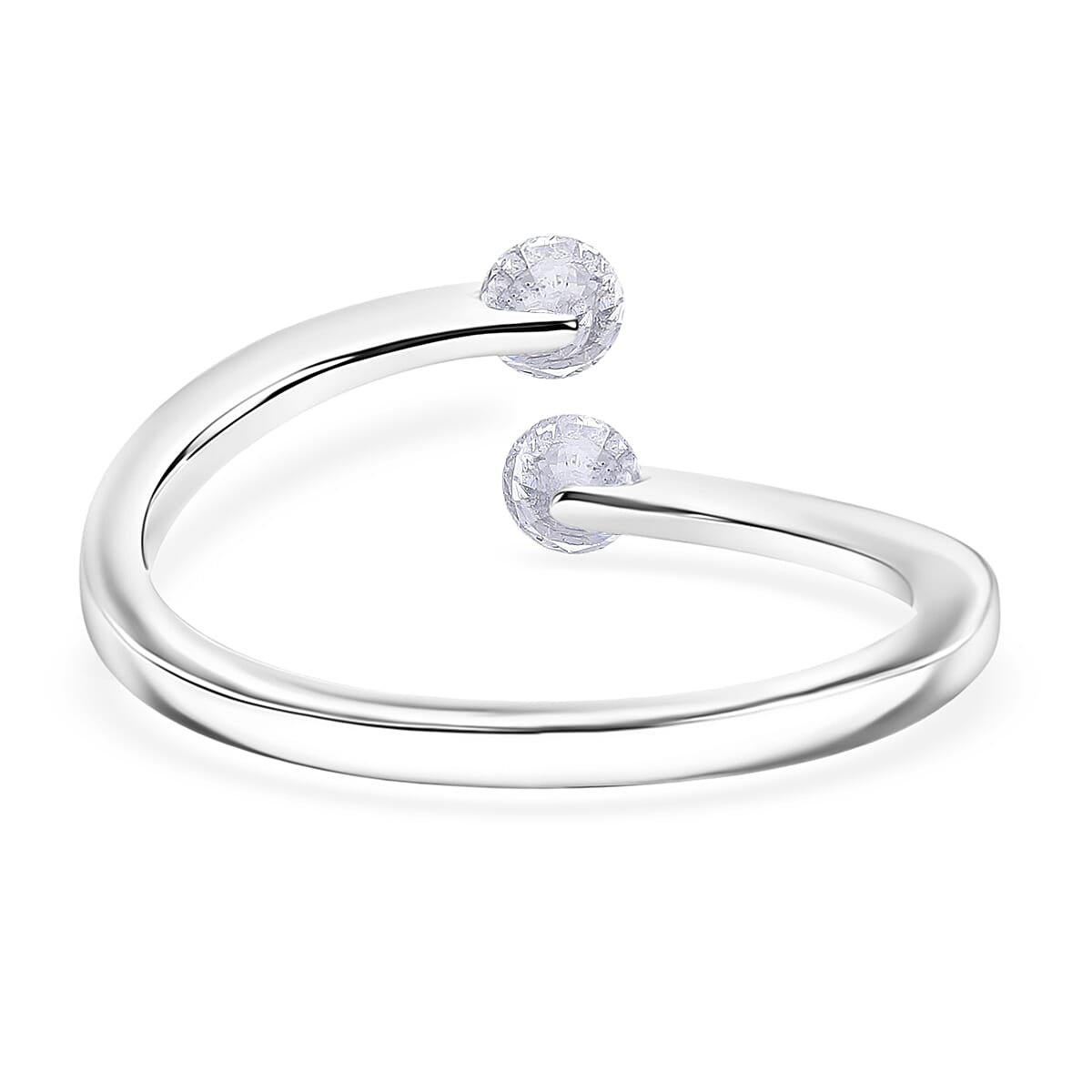 Luxuriant - Lab Grown Diamond (SI-G-H) Bypass Ring in Rhodium Overlay Sterling Silver 0.50 Ct.