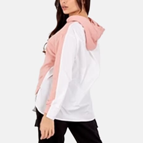 QED London Pullover Sweatshirt Hoodie With Shirt (Size S, 8 to 10) - Pink