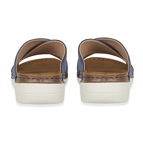 Shoetree Comfort Wisteria Ladies Lightweight Cross Over Mule With Diamante Trim And  Flexible Outsole (Size 5) - Navy