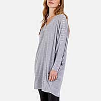 Qed London Pearl Embellished Oversize Batwing Top (Size 8 to 16) - Grey