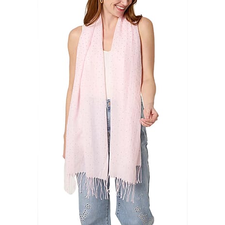 QED London Embellished Light Scarf - Pink