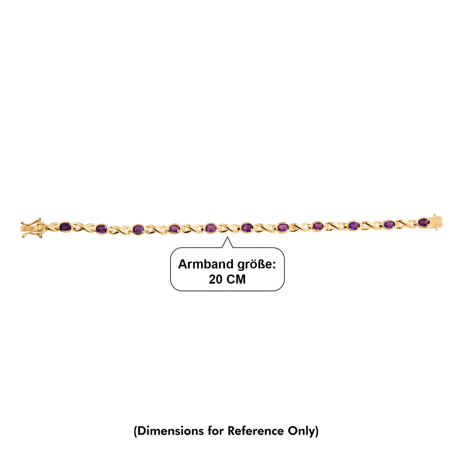 Royal Bali Collection - EverTrue African Amethyst Bracelet (Size - 8) with GB Lock Box in Yellow Gold Tone 4.57 Ct.