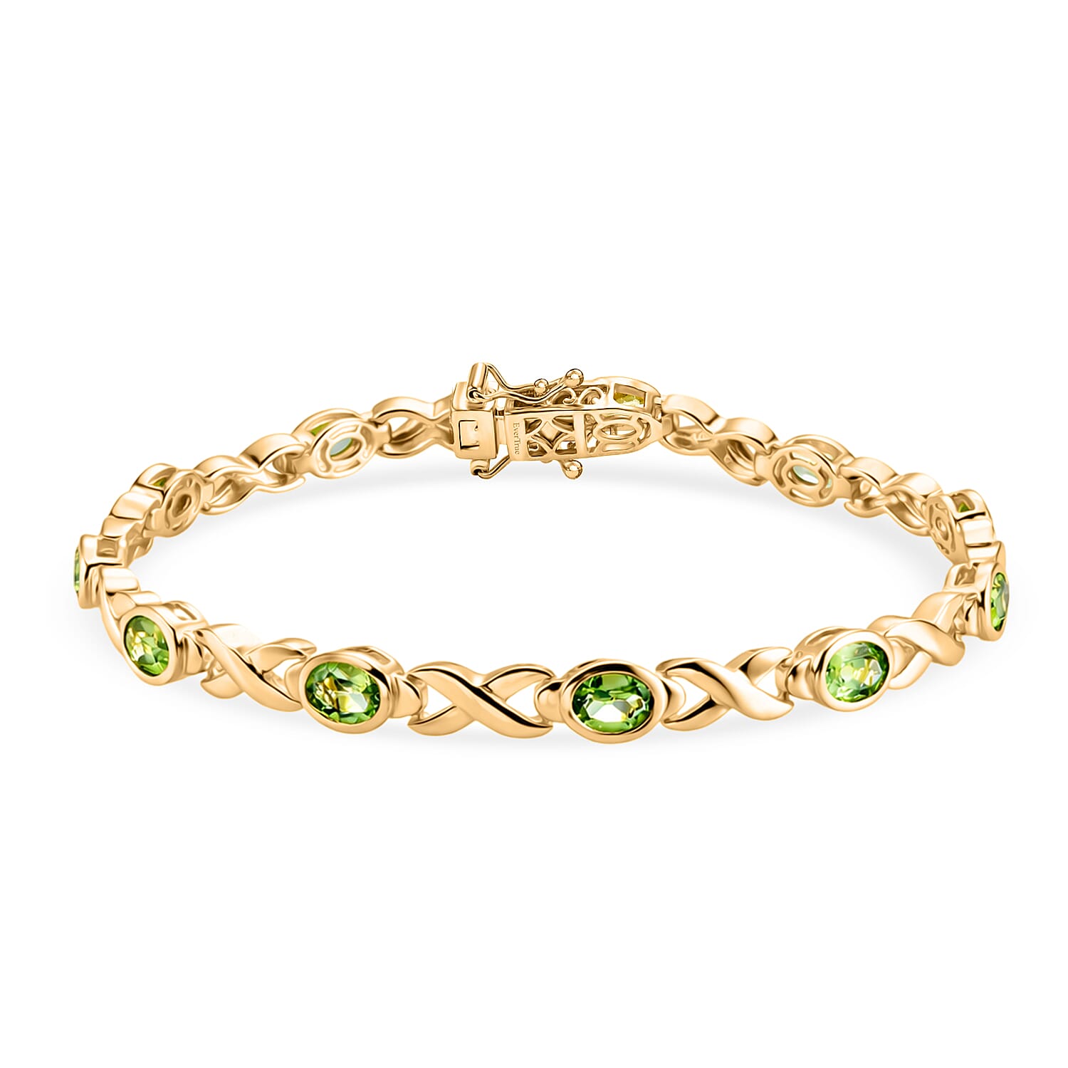 Royal Bali Collection - EverTrue Peridot Bracelet (Size - 8) with GB Lock Box in Yellow Gold Tone 5.40 Ct.