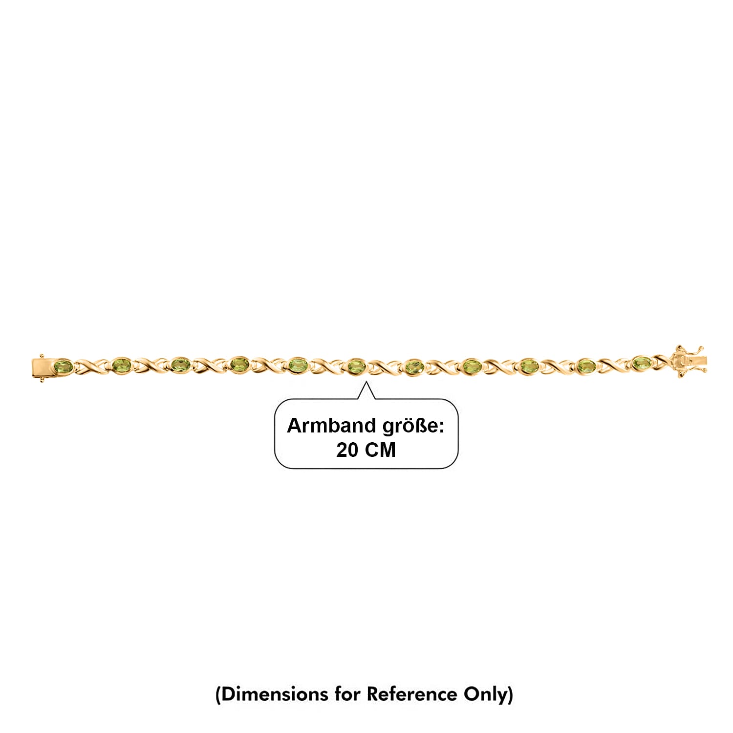 Royal Bali Collection - EverTrue Peridot Bracelet (Size - 8) with GB Lock Box in Yellow Gold Tone 5.40 Ct.