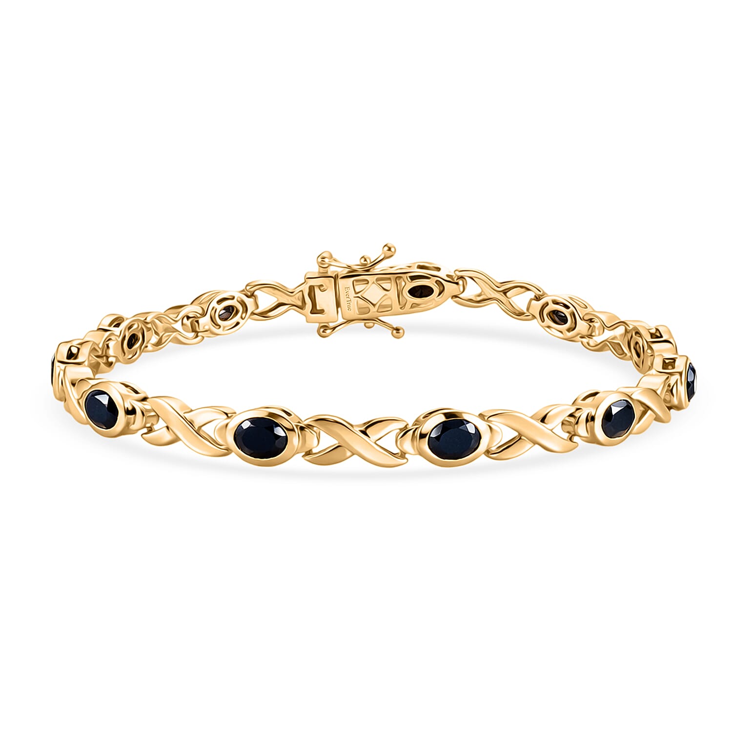 Royal Bali Collection - EverTrue Black Spinel Bracelet (Size - 8) with GB Lock Box in Yellow Gold Tone 6.60 Ct.