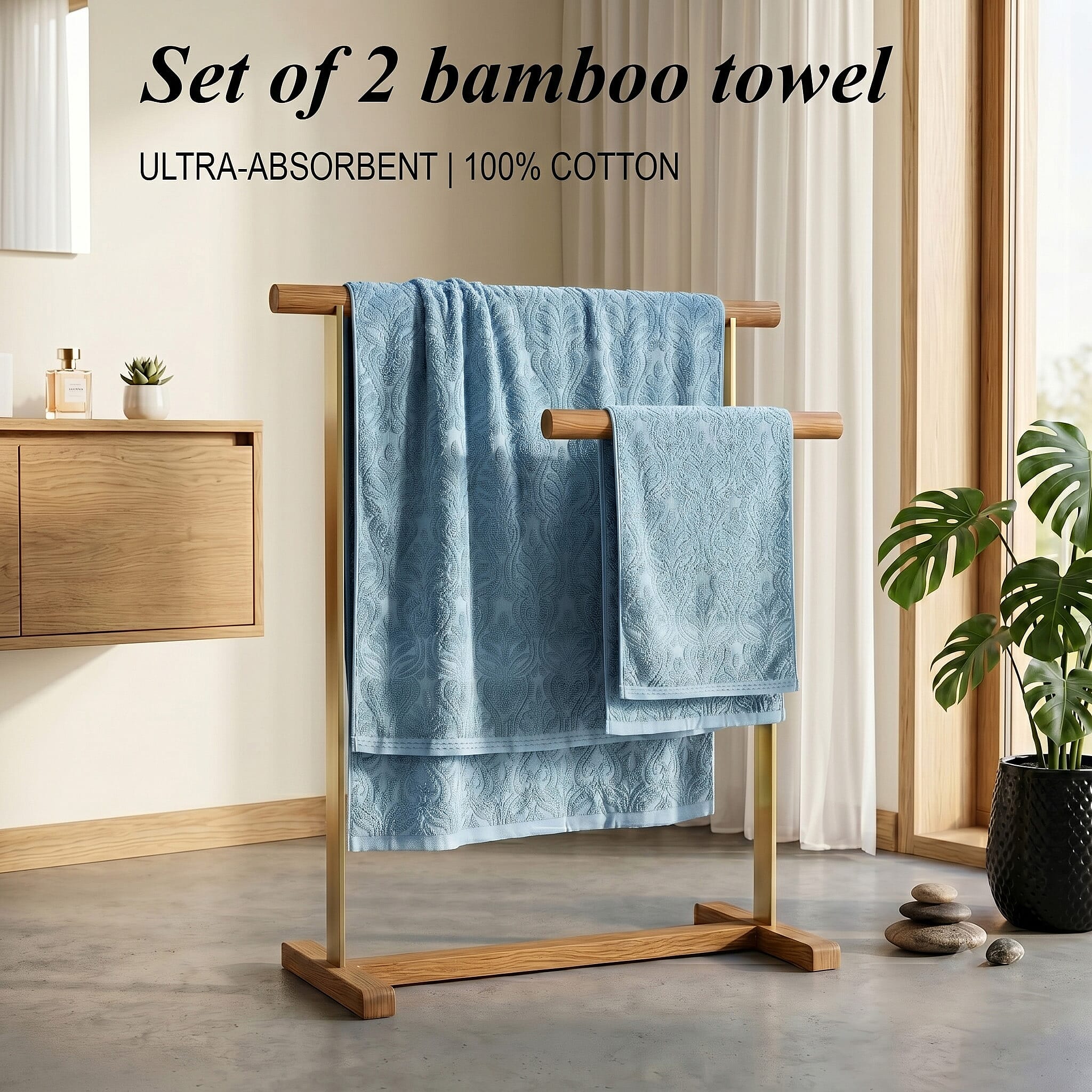 Set of 2 Bamboo Towels - Blue