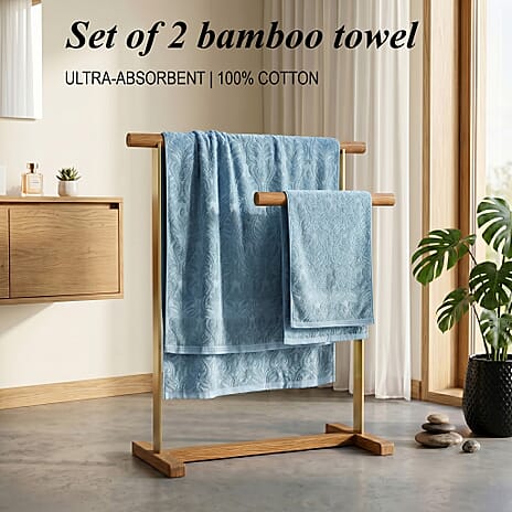 Set of 2 Bamboo Towels - Blue