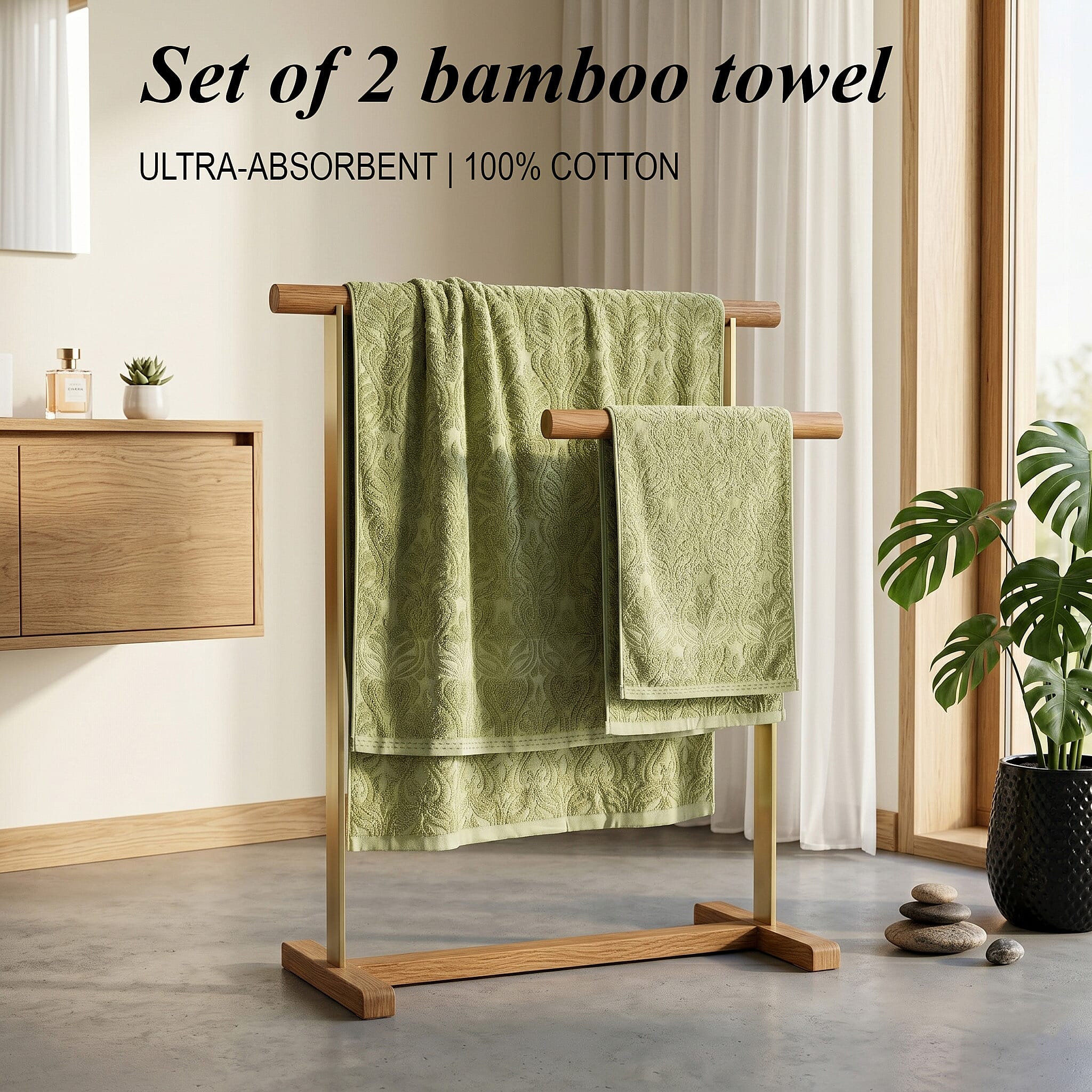 Set of 2 Bamboo Towel - Green