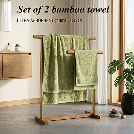 Set of 2 Bamboo Towel - Green