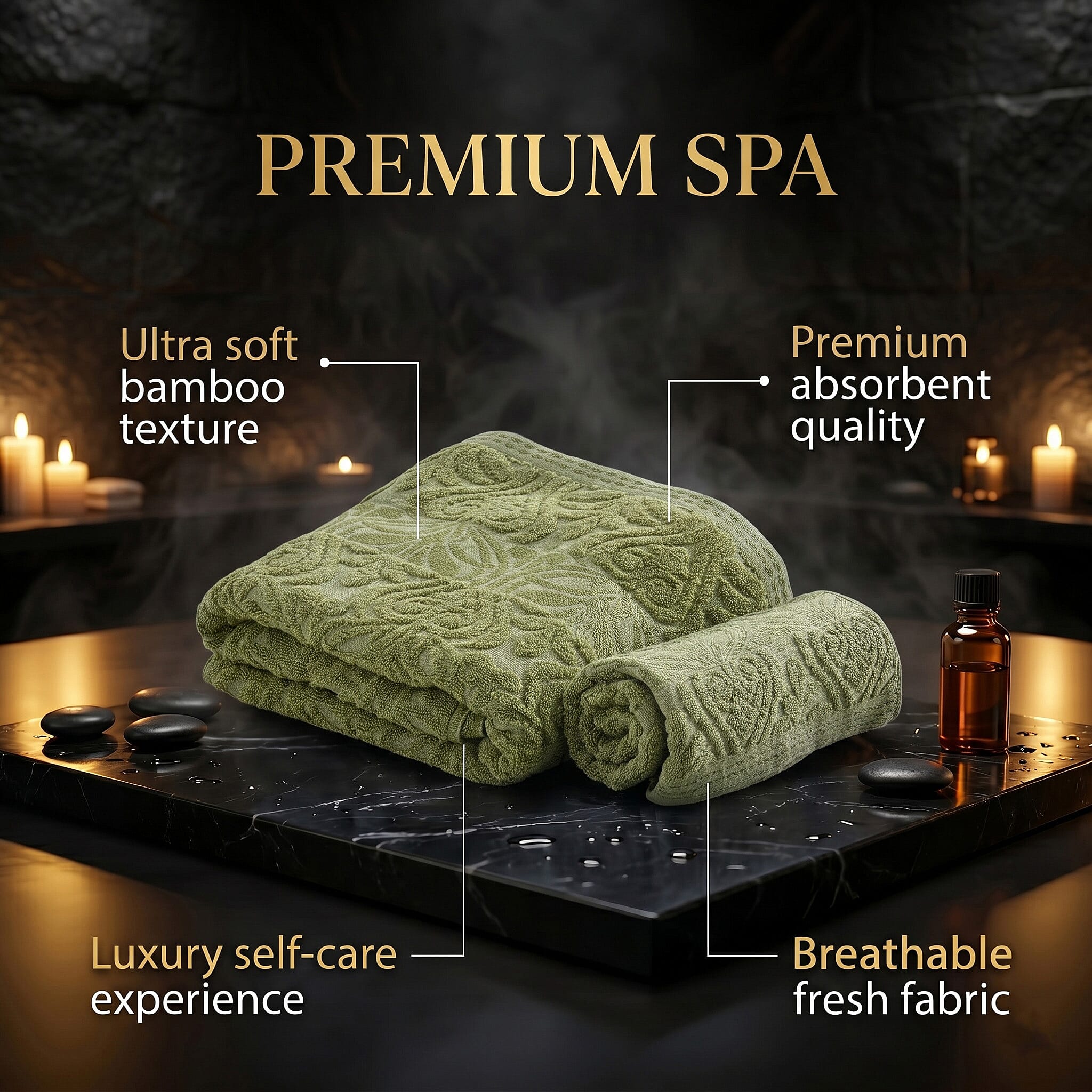 Set of 2 Bamboo Towel - Green
