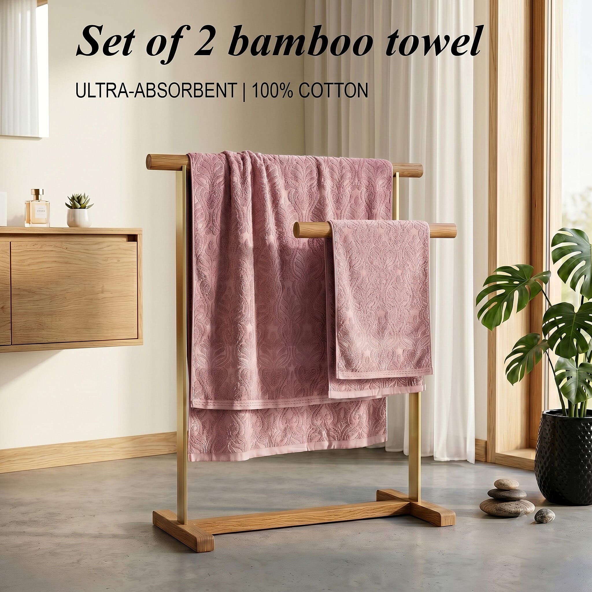 Set of 2 Bamboo Towel - Pink