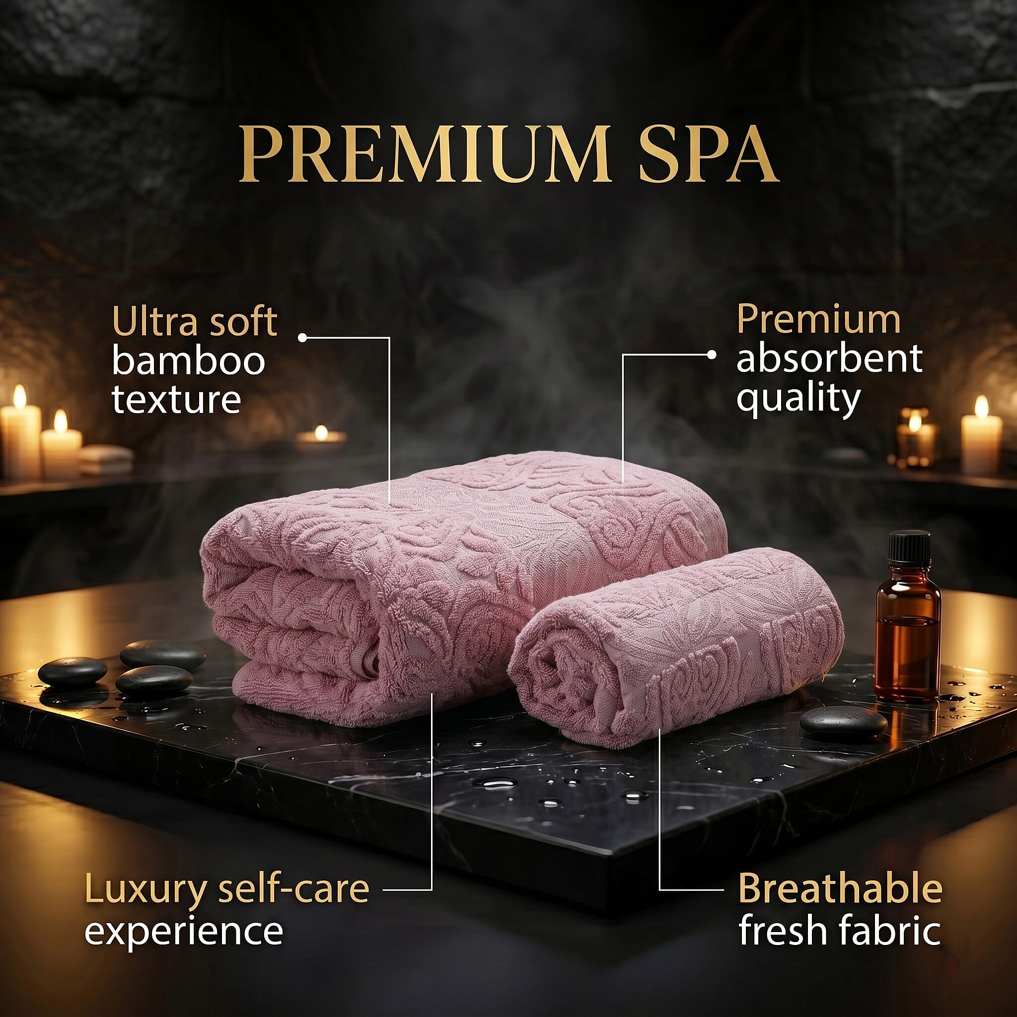 Set of 2 Bamboo Towel - Pink