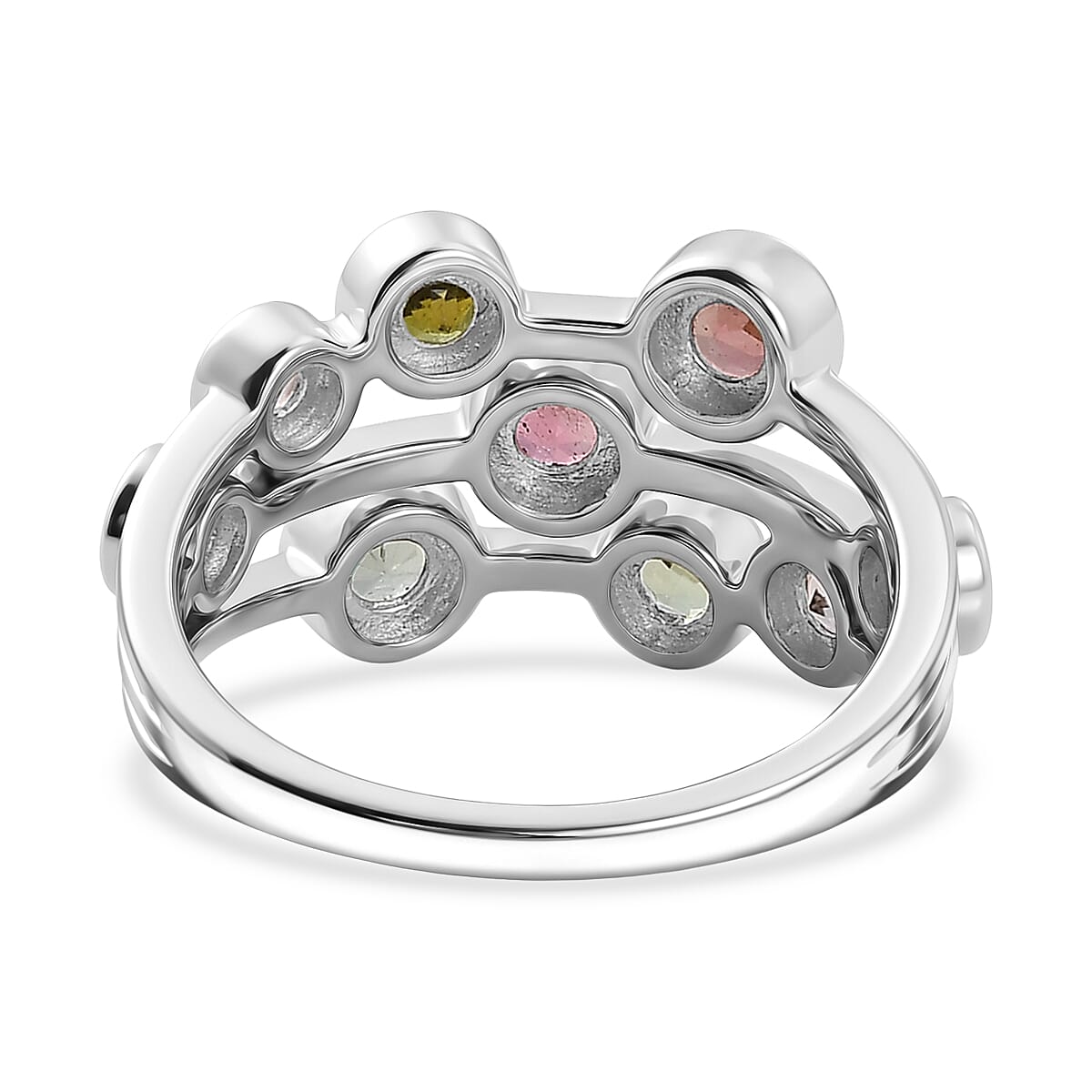 D'Joy - Multi-Tourmaline Cluster Ring in Rhodium Overlay Sterling Silver 1.73 Ct.