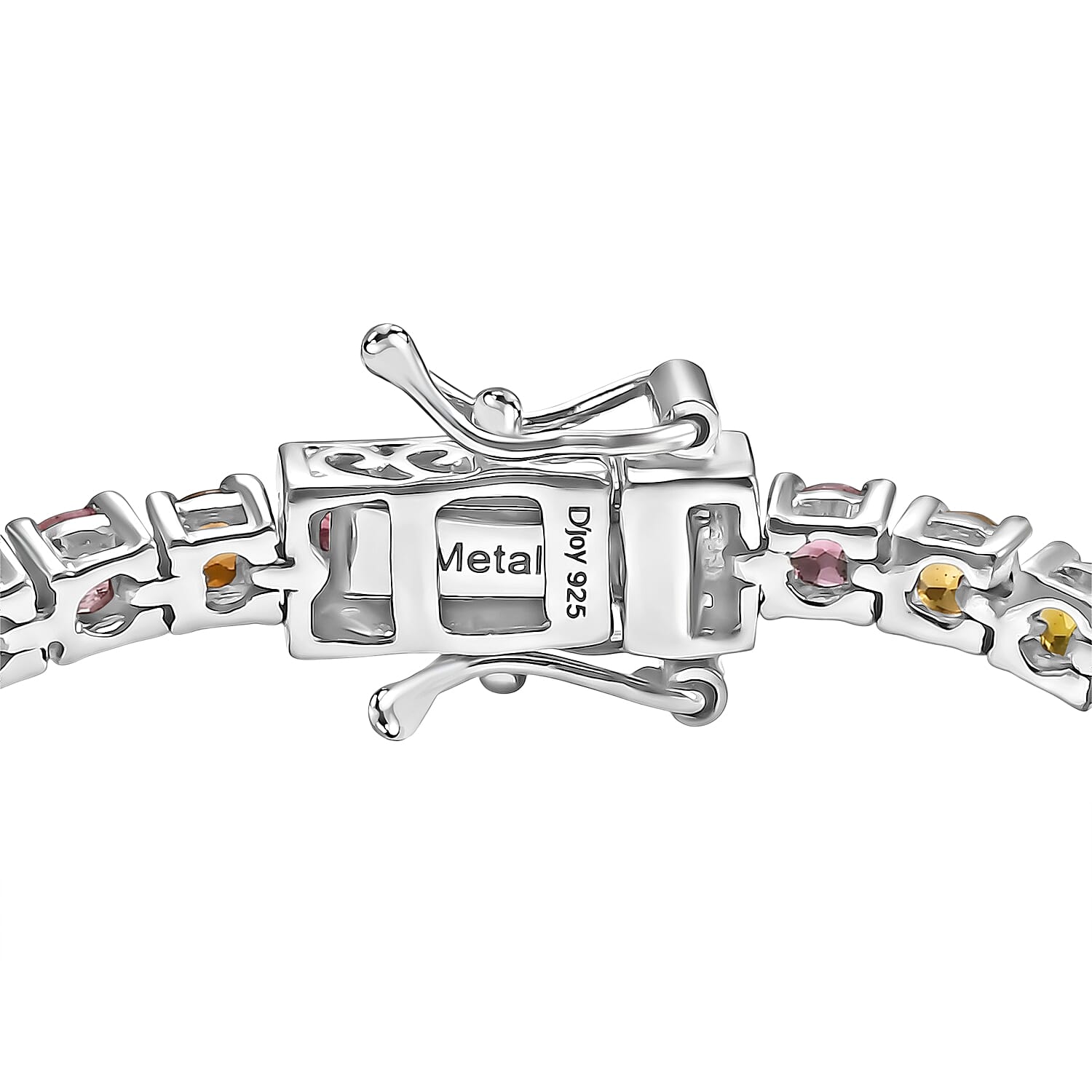 D'Joy - Multi-Tourmaline Tennis Bracelet (Size - 7.5) with GB Lock Box in Rhodium Overlay Sterling Silver 6.06 Ct, Silver Wt. 11.18 Gms