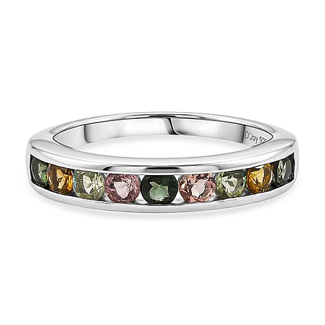 D'Joy - Multi-Tourmaline Ring in Platinum Overlay Sterling Silver 1.00 Ct.
