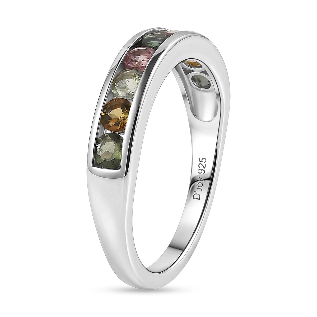 D'Joy - Multi-Tourmaline Ring in Platinum Overlay Sterling Silver 1.00 Ct.