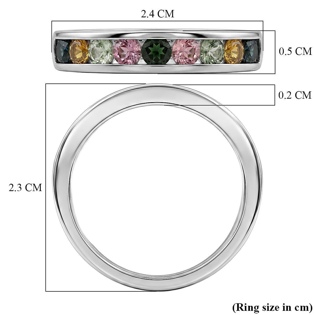 D'Joy - Multi-Tourmaline Ring in Platinum Overlay Sterling Silver 1.00 Ct.
