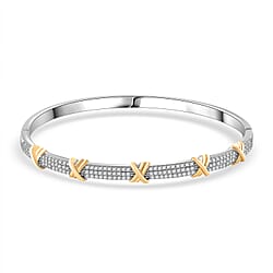 White Cubic Zirconia Criss Cross Bangle (Size - 7.5) 10.00 Ct.