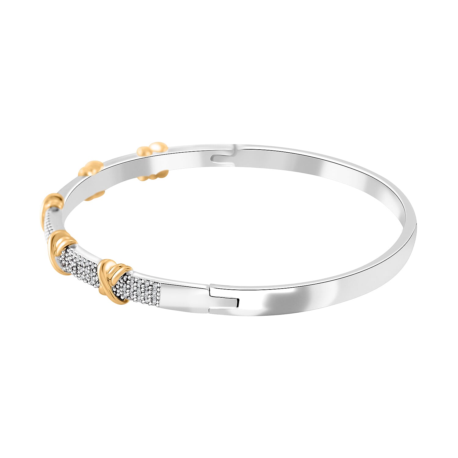 White Cubic Zirconia Criss Cross Bangle (Size - 7.5) 10.00 Ct.