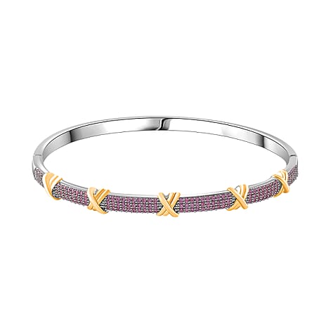 Pink Cubic Zirconia Criss Cross Bangle (Size - 7.5) 10.00 Ct.