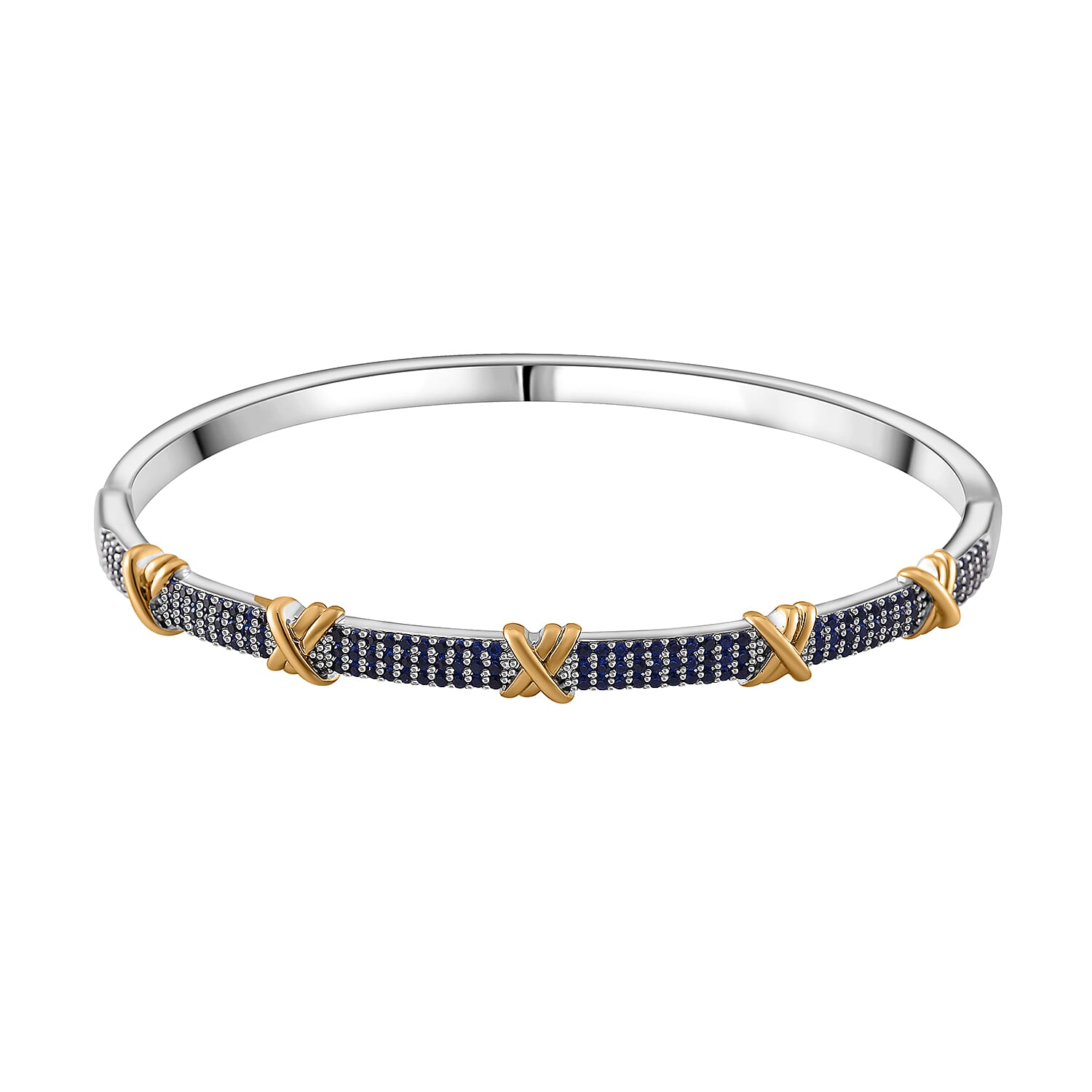 Blue Cubic Zirconia Criss Cross Bangle (Size - 7.5) 10.00 Ct.