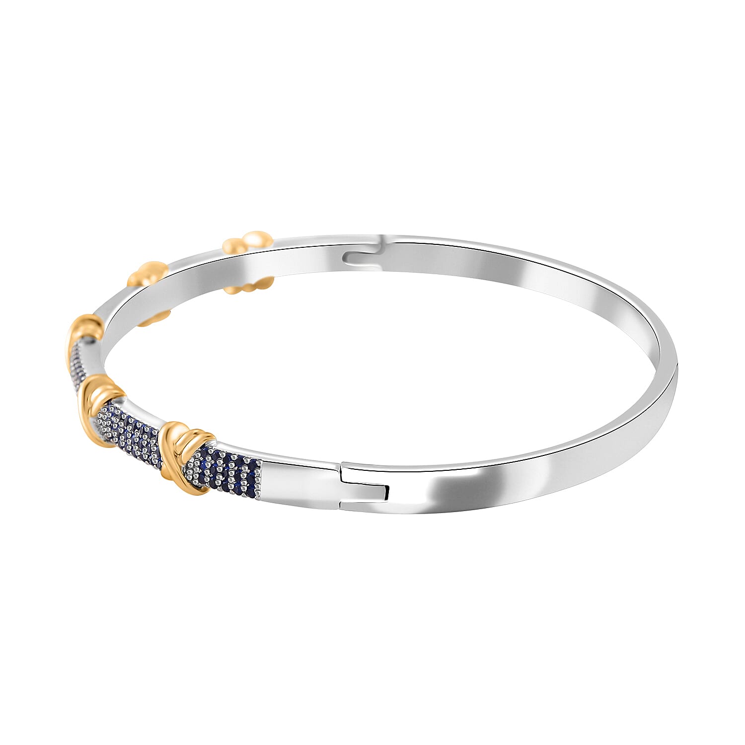 Blue Cubic Zirconia Criss Cross Bangle (Size - 7.5) 10.00 Ct.