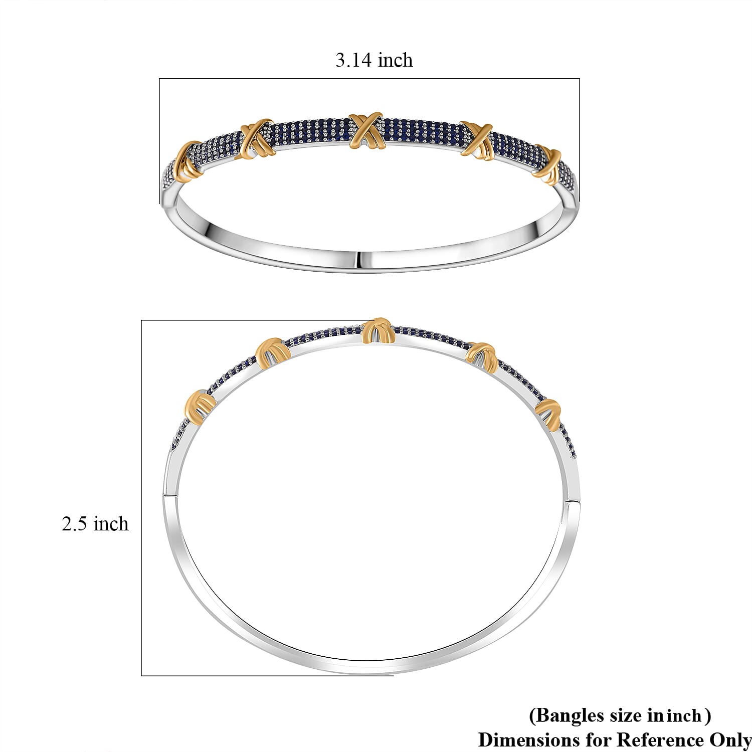 Blue Cubic Zirconia Criss Cross Bangle (Size - 7.5) 10.00 Ct.