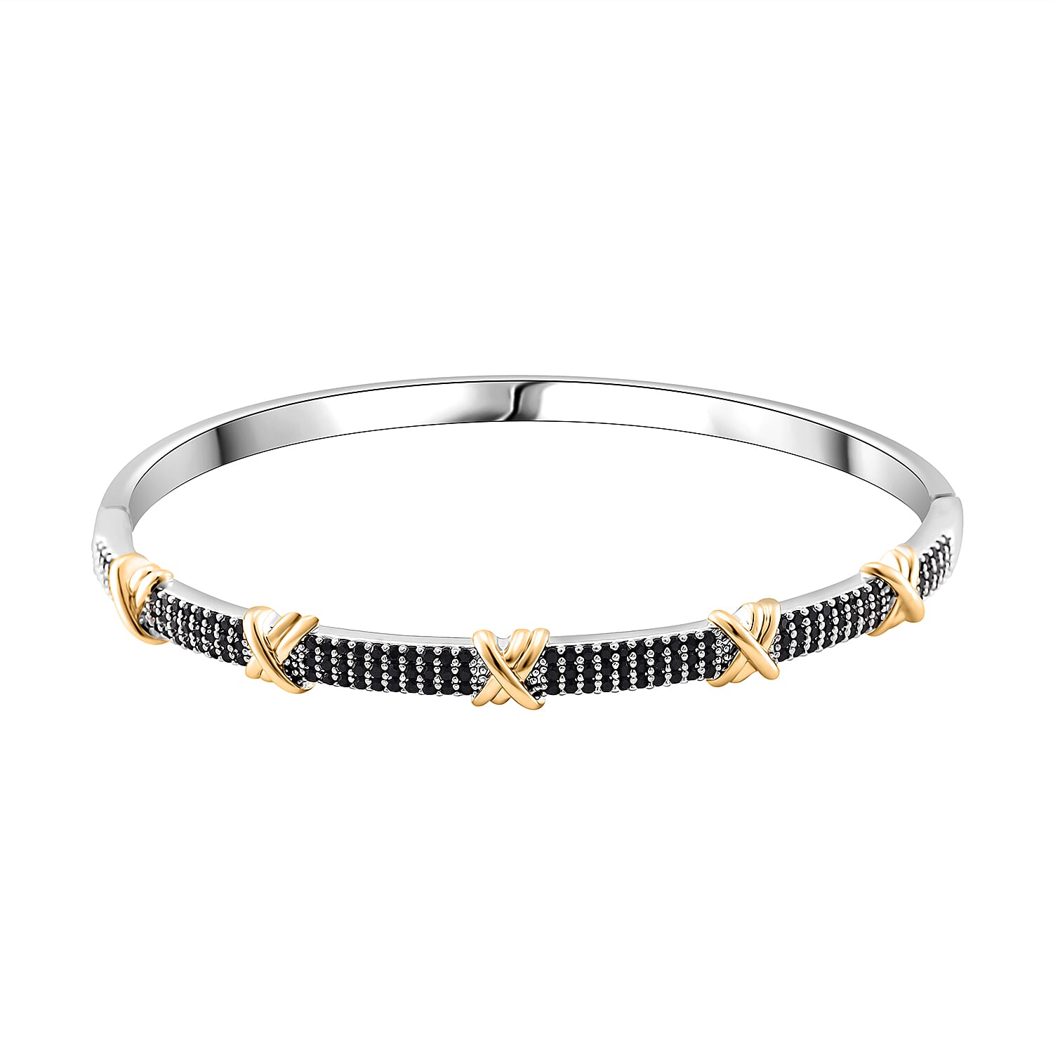 Black Cubic Zirconia Criss Cross Bangle (Size - 7.5) 10.00 Ct.